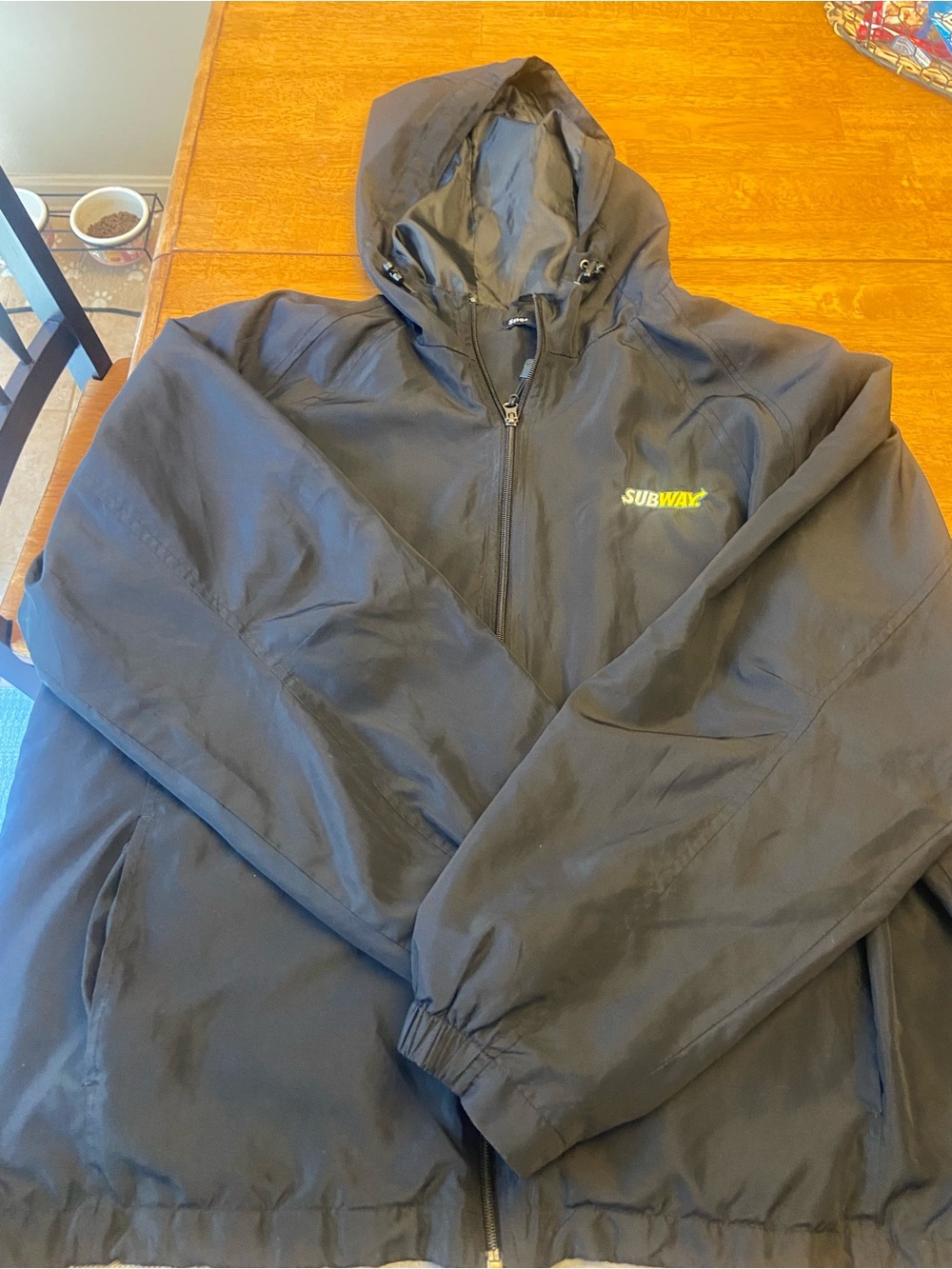 Sport-Tek Black Hooded Windbreaker with Yellow Logo